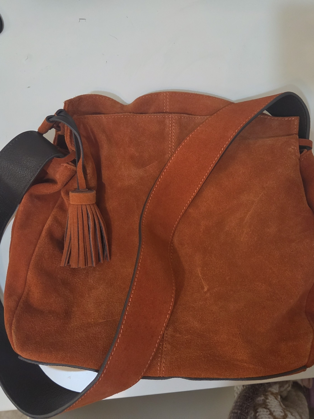 Zara Rust Orange Suede Bag with Tassel
